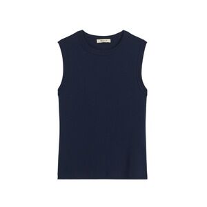 Madewell The '90s Crew Neck Tank in Midnight Navy Compact Cotton